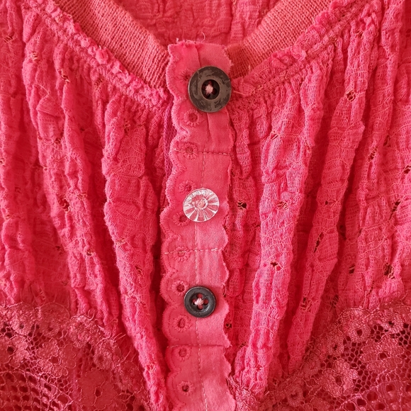 Free People Take Me to Tea Lace Cardigan Orange Mixed Pattern Lace Orange Small - Picture 4 of 6